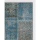 Handmade Blue and Gray Patchwork Rug for Living Room, Bedroom and Dining Room | Contemporary Turkish Wool Carpet Handmade Blue and Gray Patchwork Rug for Living Room, Bedroom and Dining Room | Contemporary Turkish Wool Carpet