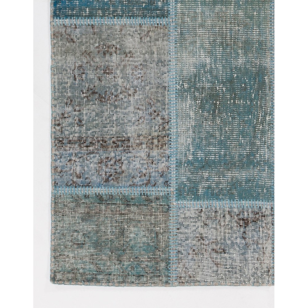 Handmade Blue and Gray Patchwork Rug for Living Room, Bedroom and Dining Room | Contemporary Turkish Wool Carpet Handmade Blue and Gray Patchwork Rug for Living Room, Bedroom and Dining Room | Contemporary Turkish Wool Carpet