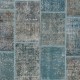 Handmade Blue and Gray Patchwork Rug for Living Room, Bedroom and Dining Room | Contemporary Turkish Wool Carpet Handmade Blue and Gray Patchwork Rug for Living Room, Bedroom and Dining Room | Contemporary Turkish Wool Carpet