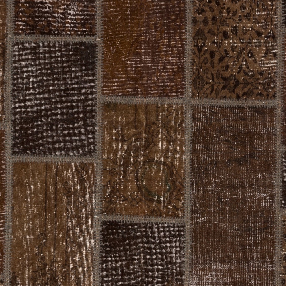 Hand-Knotted Brown Patchwork Rug | Contemporary Turkish Wool Carpet for Living Room, Bedroom and Dining Room Hand-Knotted Brown Patchwork Rug | Contemporary Turkish Wool Carpet for Living Room, Bedroom and Dining Room