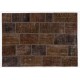 Brown Handmade Patchwork Rug, Home Decor Turkish Wool Carpet for Modern Interiors