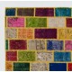 Cheerful Handmade Patchwork Rug Made from Over-Dyed Vintage Carpets Cheerful Handmade Patchwork Rug Made from Over-Dyed Vintage Carpets