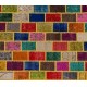 Cheerful Handmade Patchwork Rug Made from Over-Dyed Vintage Carpets Cheerful Handmade Patchwork Rug Made from Over-Dyed Vintage Carpets