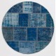 Round Handmade Turkish Patchwork Rug, Circular Vintage Re-Dyed Patchwork Carpet