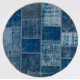 Round Handmade Turkish Patchwork Rug, Circular Vintage Re-Dyed Patchwork Carpet
