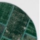 Round Hand-Knotted Green Turkish Patchwork Rug | Circular Vintage Overdyed Patchwork Carpet Round Hand-Knotted Green Turkish Patchwork Rug | Circular Vintage Overdyed Patchwork Carpet