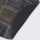 Round Hand-Knotted Gray and Blue Turkish Patchwork Rug | Circular Vintage Overdyed Patchwork Carpet