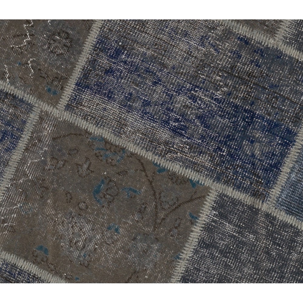 Round Handmade Turkish Patchwork Rug, Circular Vintage Re-Dyed Patchwork Carpet
