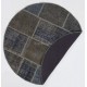 Round Handmade Turkish Patchwork Rug, Circular Vintage Re-Dyed Patchwork Carpet