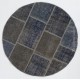 Round Handmade Turkish Patchwork Rug, Circular Vintage Re-Dyed Patchwork Carpet