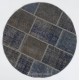 Round Handmade Turkish Patchwork Rug, Circular Vintage Re-Dyed Patchwork Carpet