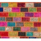 Cheerful Boho Decor Handmade Turkish Patchwork Rug for Modern Interiors. Vintage Wool Carpet in Vivid Colors.