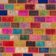 Colorful Brick Pattern Patchwork Rug | Bohemian Style Hand-Knotted Turkish Overdyed Carpet Colorful Brick Pattern Patchwork Rug | Bohemian Style Hand-Knotted Turkish Overdyed Carpet