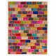 Cheerful Boho Decor Handmade Turkish Patchwork Rug for Modern Interiors. Vintage Wool Carpet in Vivid Colors.