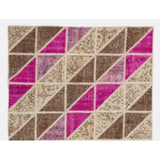 Beige, Brown and Pink Handmade Patchwork Rug. Diagonal Design Turkish Carpet for Living Room, Dining Room, Kitchen, Kids Room & Bedroom Deco Beige, Brown and Pink Handmade Patchwork Rug. Diagonal Design Turkish Carpet for Living Room, Dining Room, Kitchen, Kids Room & Bedroom Deco