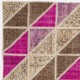 Geometric Triangle Pattern Brown, Beige and Pink Patchwork Rug | Hand-Knotted Turkish Vintage Carpet Geometric Triangle Pattern Brown, Beige and Pink Patchwork Rug | Hand-Knotted Turkish Vintage Carpet