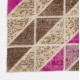 Geometric Triangle Pattern Brown, Beige and Pink Patchwork Rug | Hand-Knotted Turkish Vintage Carpet Geometric Triangle Pattern Brown, Beige and Pink Patchwork Rug | Hand-Knotted Turkish Vintage Carpet