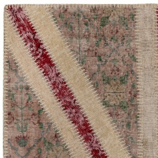 Union Jack British Flag Vintage Patchwork Rug | Hand-Knotted Red and Beige Turkish Carpet for Living Room and Office Union Jack British Flag Vintage Patchwork Rug | Hand-Knotted Red and Beige Turkish Carpet for Living Room and Office