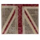 Union Jack British Flag Design Patchwork Rug Made from Re-Dyed Vintage Carpets