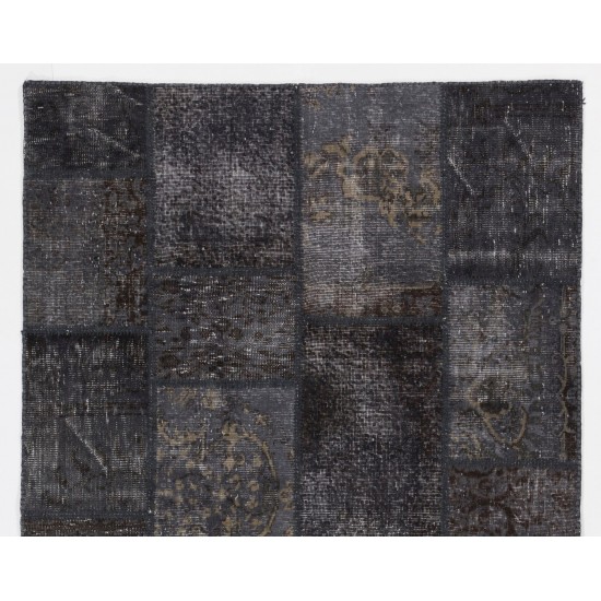Handmade Patchwork Rug Made from Over-Dyed Vintage Carpets Handmade Patchwork Rug Made from Over-Dyed Vintage Carpets