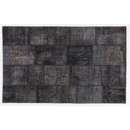 Handmade Patchwork Rug Made from Over-Dyed Vintage Carpets Handmade Patchwork Rug Made from Over-Dyed Vintage Carpets