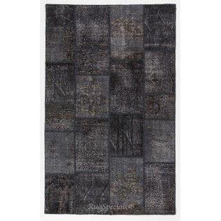 Handmade Patchwork Rug Made from Over-Dyed Vintage Carpets