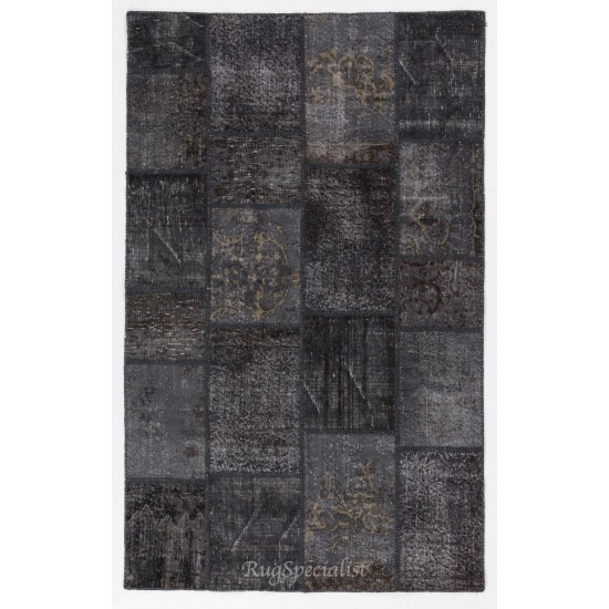Handmade Patchwork Rug Made from Over-Dyed Vintage Carpets Handmade Patchwork Rug Made from Over-Dyed Vintage Carpets