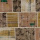 Vintage Beige and Brown Patchwork Rug | Hand-Knotted Turkish Wool Carpet for Living Room, Bedroom and Home Office Vintage Beige and Brown Patchwork Rug | Hand-Knotted Turkish Wool Carpet for Living Room, Bedroom and Home Office