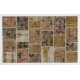 Handmade Patchwork Rug Made from Vintage Turkish Village Carpets