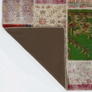 Vintage Colorful Floral Patchwork Rug | Hand-Knotted Turkish Wool Carpet for Living Room, Bedroom and Home Office Vintage Colorful Floral Patchwork Rug | Hand-Knotted Turkish Wool Carpet for Living Room, Bedroom and Home Office