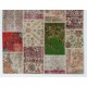 Handmade Patchwork Rug Made from Vintage Turkish Village Carpets