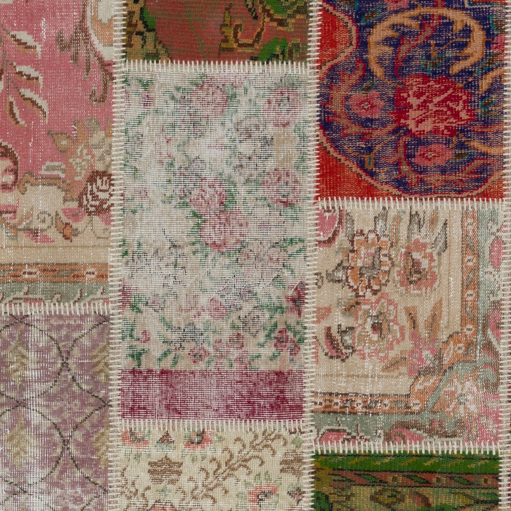 Vintage Colorful Floral Patchwork Rug | Hand-Knotted Turkish Wool Carpet for Living Room, Bedroom and Home Office Vintage Colorful Floral Patchwork Rug | Hand-Knotted Turkish Wool Carpet for Living Room, Bedroom and Home Office