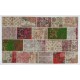 Handmade Patchwork Rug Made from Vintage Turkish Village Carpets