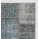 Handmade Blue and Gray Patchwork Rug for Living Room, Bedroom and Dining Room | Contemporary Turkish Wool Carpet Handmade Blue and Gray Patchwork Rug for Living Room, Bedroom and Dining Room | Contemporary Turkish Wool Carpet