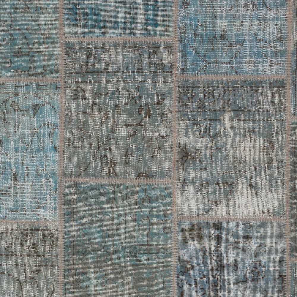 Handmade Blue and Gray Patchwork Rug for Living Room, Bedroom and Dining Room | Contemporary Turkish Wool Carpet Handmade Blue and Gray Patchwork Rug for Living Room, Bedroom and Dining Room | Contemporary Turkish Wool Carpet
