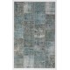 Patchwork Rug in Shades of Blue. Contemporary Distressed Handmade Wool Carpet. Custom Area Rug