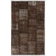 Brown Handmade Patchwork Rug, Home Decor Turkish Wool Carpet for Modern Interiors