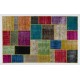 Colorful Handmade Patchwork Rug Made from Over-Dyed Vintage Carpets Colorful Handmade Patchwork Rug Made from Over-Dyed Vintage Carpets