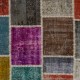 Colorful Turkish Patchwork Rug | Hand-Knotted Bohemian Style Overdyed Carpet for Modern Living Room