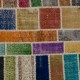 Colorful Turkish Patchwork Rug | Hand-Knotted Bohemian Style Overdyed Carpet for Modern Living Room Colorful Turkish Patchwork Rug | Hand-Knotted Bohemian Style Overdyed Carpet for Modern Living Room