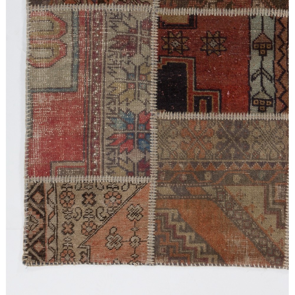Vintage Turkish Patchwork Rug | Hand-Knotted Rustic Wool Carpet for Living Room, Bedroom and Kitchen Vintage Turkish Patchwork Rug | Hand-Knotted Rustic Wool Carpet for Living Room, Bedroom and Kitchen