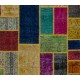 Handmade Patchwork Rug Made from Over-Dyed Vintage Carpets. Modern Look Colorful Area Rug. Home Decoration Floor Covering