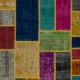 Colorful Turkish Patchwork Rug | Hand-Knotted Bohemian Style Overdyed Carpet for Contemporary Living Room