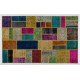Handmade Patchwork Rug Made from Over-Dyed Vintage Carpets. Modern Look Colorful Area Rug. Home Decoration Floor Covering