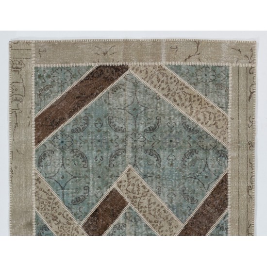 Handmade Patchwork Rug Made from Over-Dyed Vintage Carpets, CUSTOM OPTIONS Av.