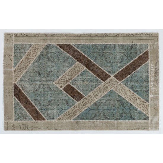 Handmade Patchwork Rug Made from Over-Dyed Vintage Carpets, CUSTOM OPTIONS Av. Handmade Patchwork Rug Made from Over-Dyed Vintage Carpets, CUSTOM OPTIONS Av.
