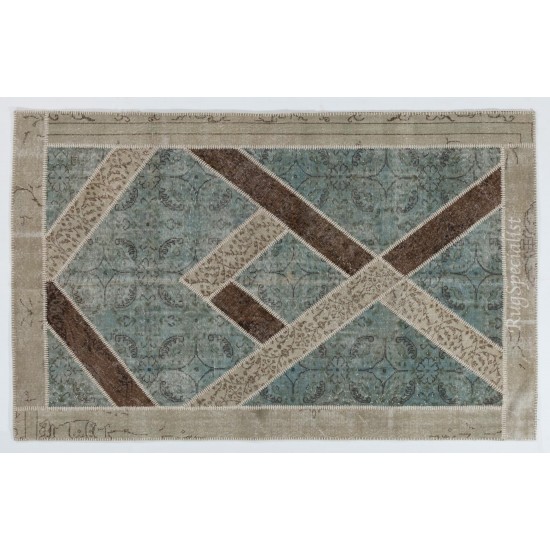 Handmade Patchwork Rug Made from Over-Dyed Vintage Carpets, CUSTOM OPTIONS Av.