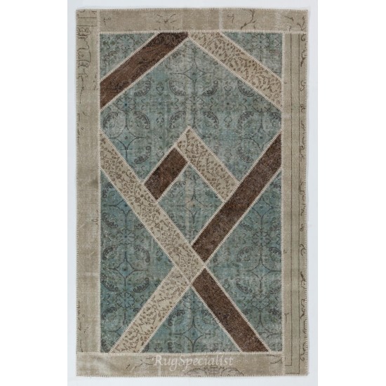 Handmade Patchwork Rug Made from Over-Dyed Vintage Carpets, CUSTOM OPTIONS Av. Handmade Patchwork Rug Made from Over-Dyed Vintage Carpets, CUSTOM OPTIONS Av.