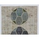 Decorative Handmade Patchwork Rug in Beige, Green and Blue Colors, High Quality Wool Carpet
