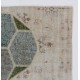 Contemporary Hand-Knotted Beige, Green and Blue Patchwork Rug | Geometric Design Overdyed Turkish Wool Carpet Contemporary Hand-Knotted Beige, Green and Blue Patchwork Rug | Geometric Design Overdyed Turkish Wool Carpet